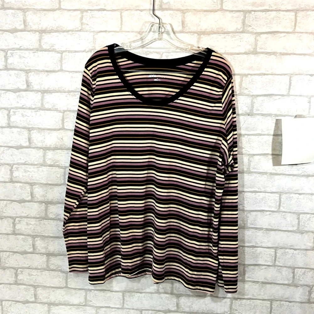 Ava & Viv stripe long sleeve top size 1X - Picture 2 of 11